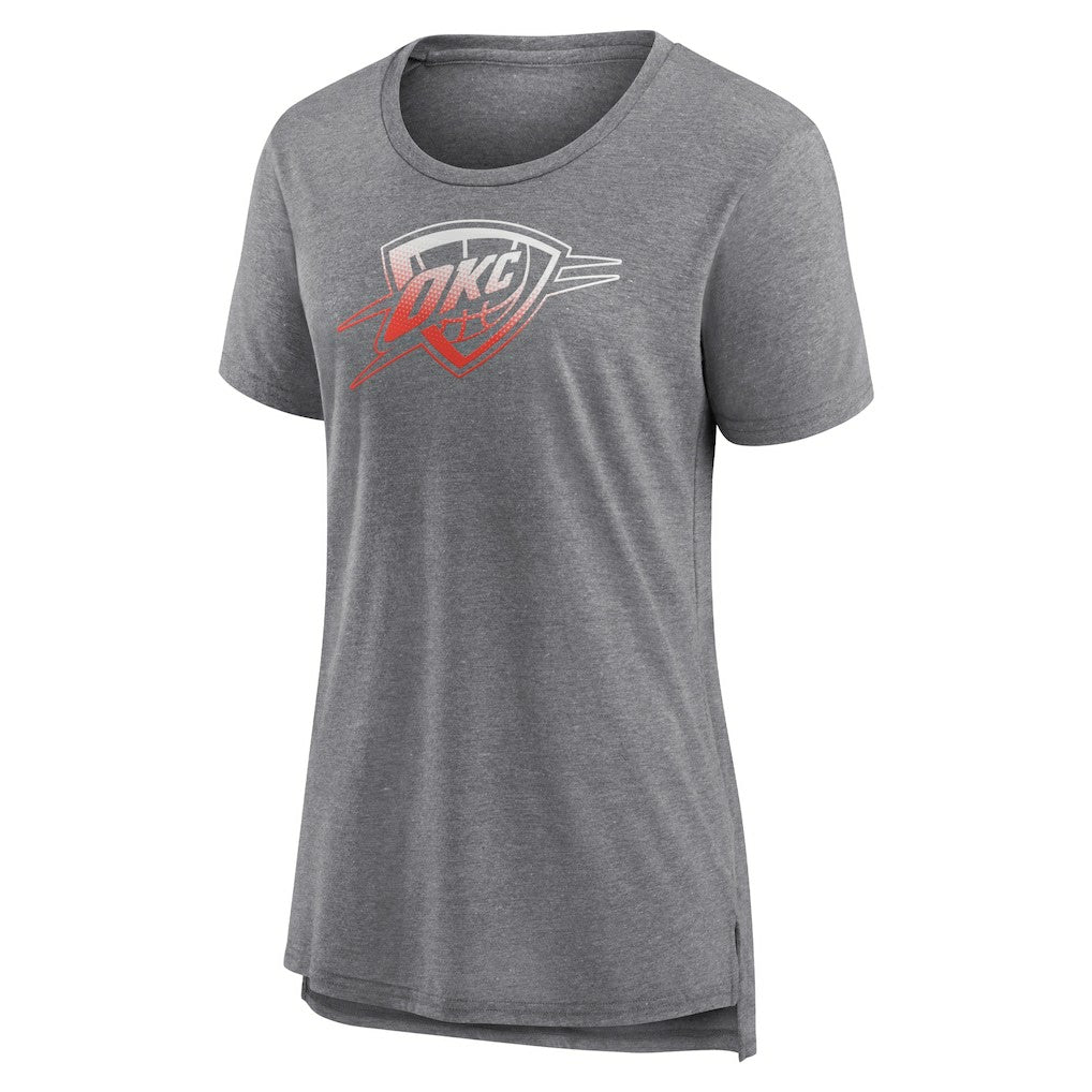 Gray Oklahoma City Thunder Women's Gradient Logo Tri-Blend T-Shirt | NBA