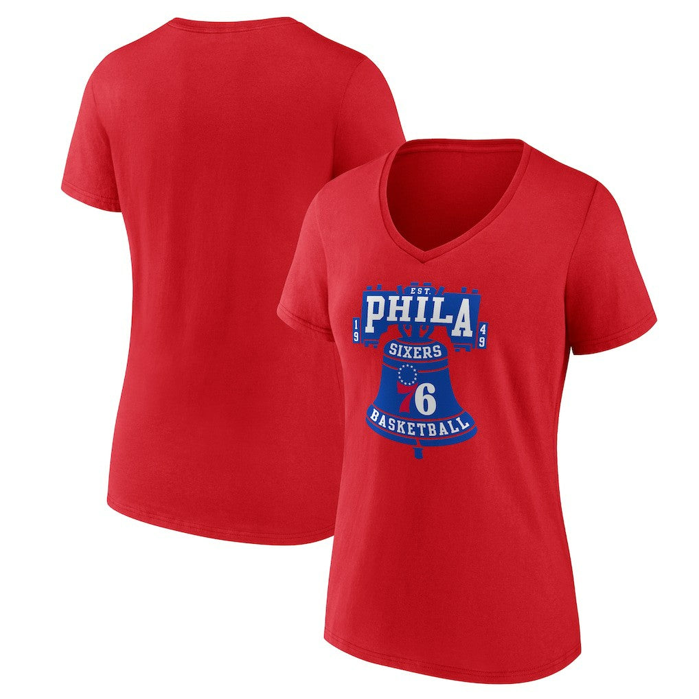 Red Philadelphia 76ers Women's Hometown V-Neck T-Shirt | NBA