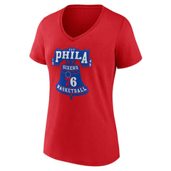 Red Philadelphia 76ers Women's Hometown V-Neck T-Shirt | NBA