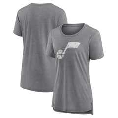 Gray Utah Jazz Women's Distressed Logo Tri-Blend T-Shirt | NBA