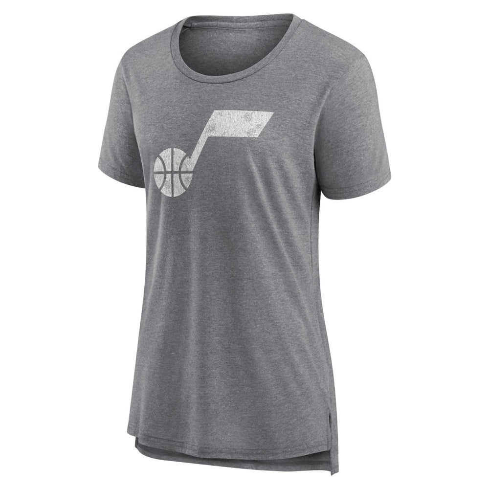 Gray Utah Jazz Women's Distressed Logo Tri-Blend T-Shirt | NBA
