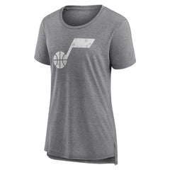 Gray Utah Jazz Women's Distressed Logo Tri-Blend T-Shirt | NBA