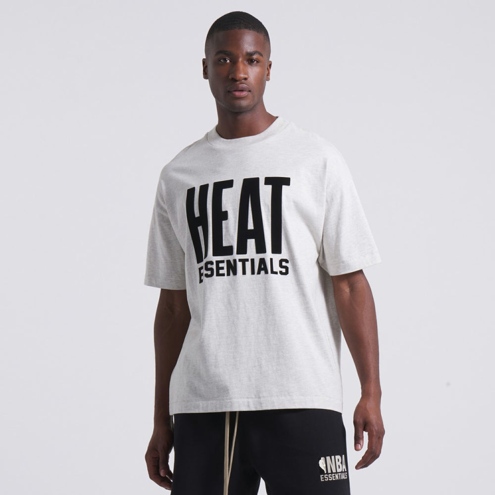 Heather Gray Miami Heat Fear of God Unisex NBA x ESSENTIALS T-Shirt | NBA