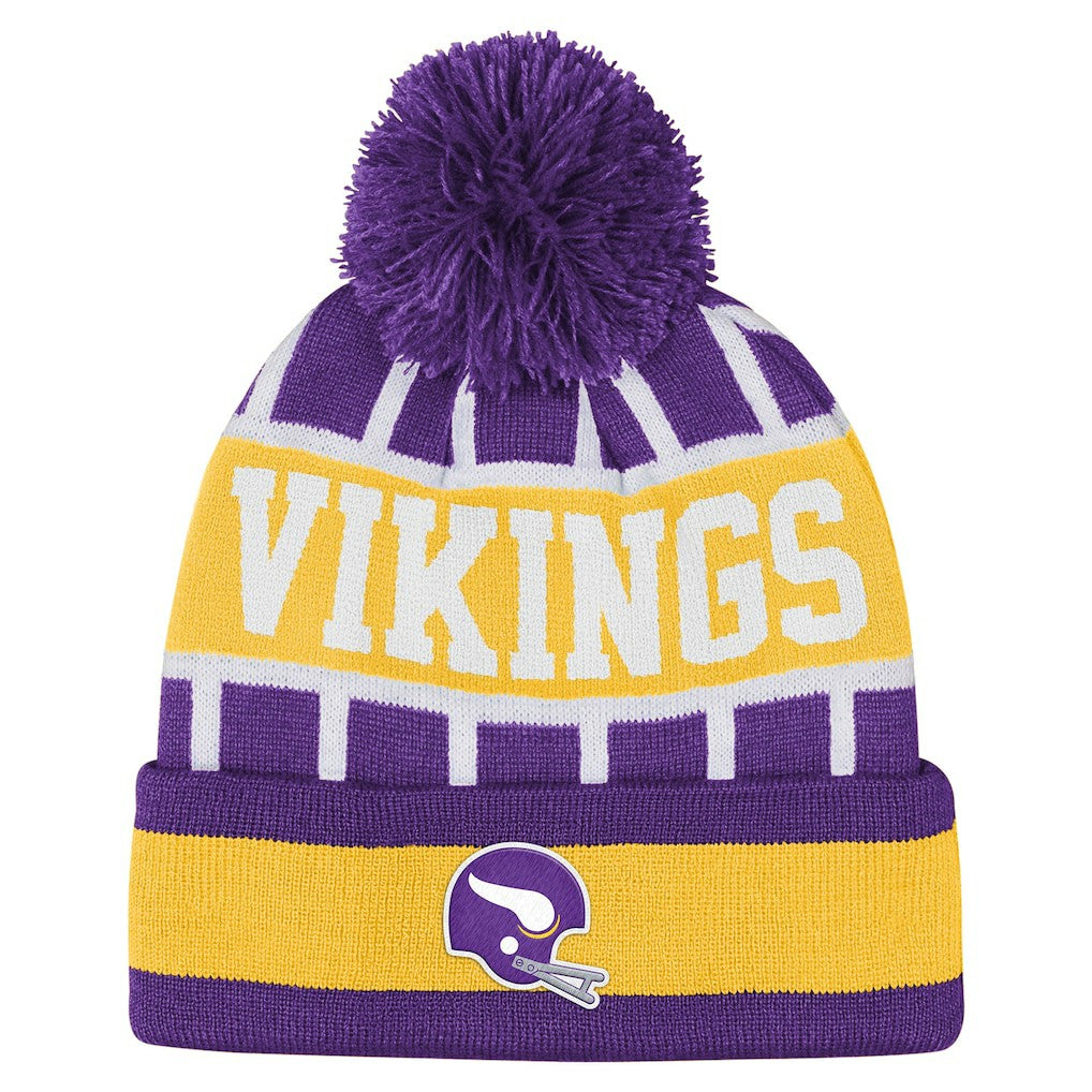 Minnesota Vikings Outerstuff Youth Go Fast Cuffed Knit Hat with Pom | NFL New