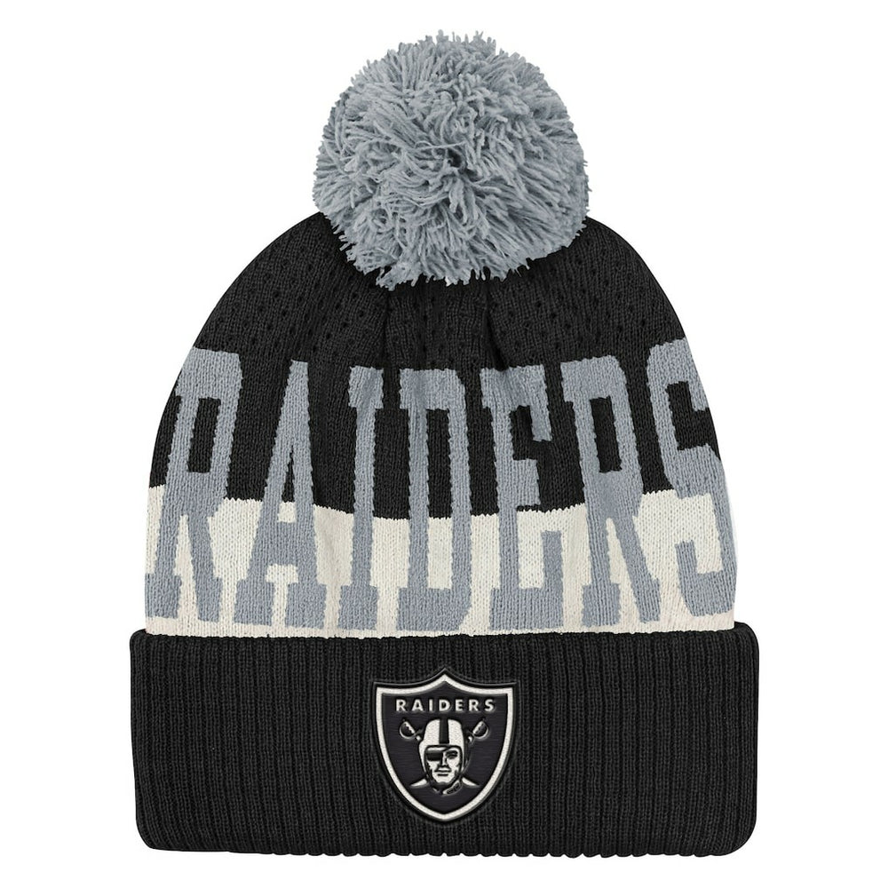 Las Vegas Raiders Outerstuff Youth Modern Fan Cuffed Knit Hat with Pom | NFL US