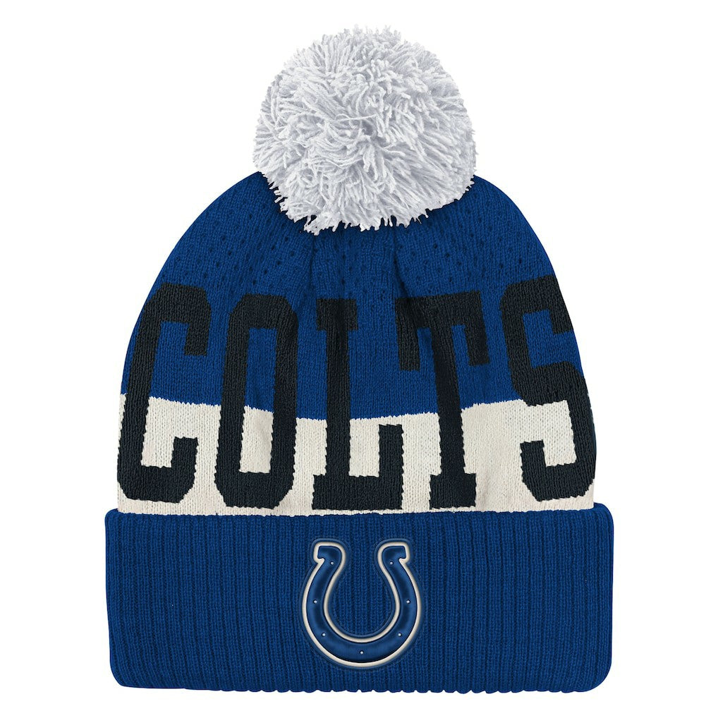 Indianapolis Colts Outerstuff Youth Modern Fan Cuffed Knit Hat with Pom | NFL Near me
