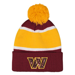 Washington Commanders Outerstuff Girls Let's Play Cuffed Knit Hat with Pom | NFL Outlet