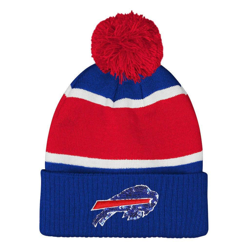 Buffalo Bills Outerstuff Girls Let's Play Cuffed Knit Hat with Pom | NFL US