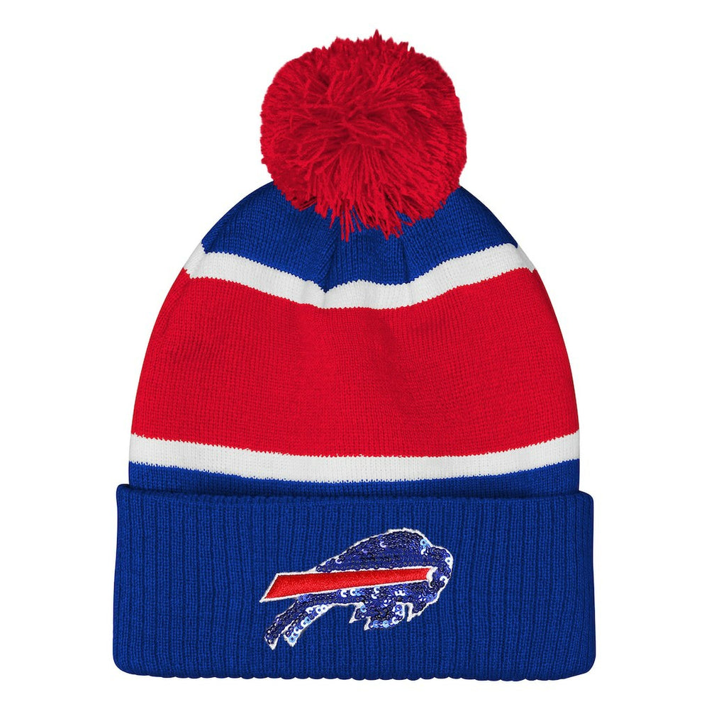 Buffalo Bills Outerstuff Girls Let's Play Cuffed Knit Hat with Pom | NFL US