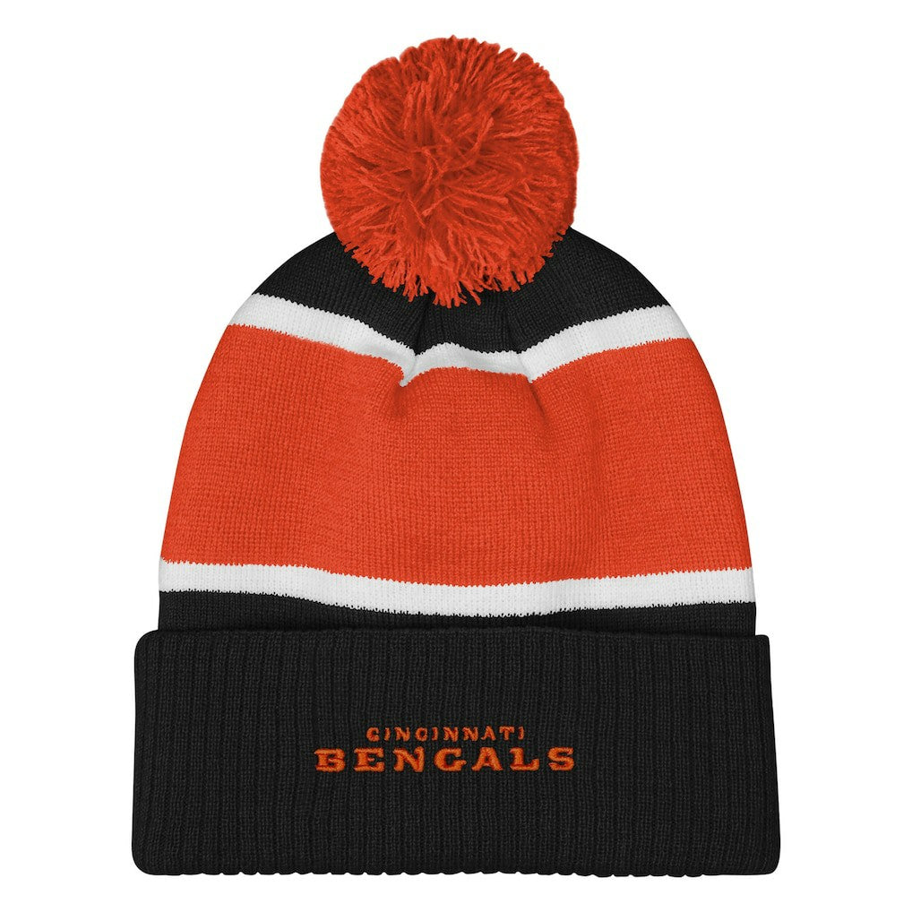 Cincinnati Bengals Outerstuff Girls Let's Play Cuffed Knit Hat with Pom | NFL On sale
