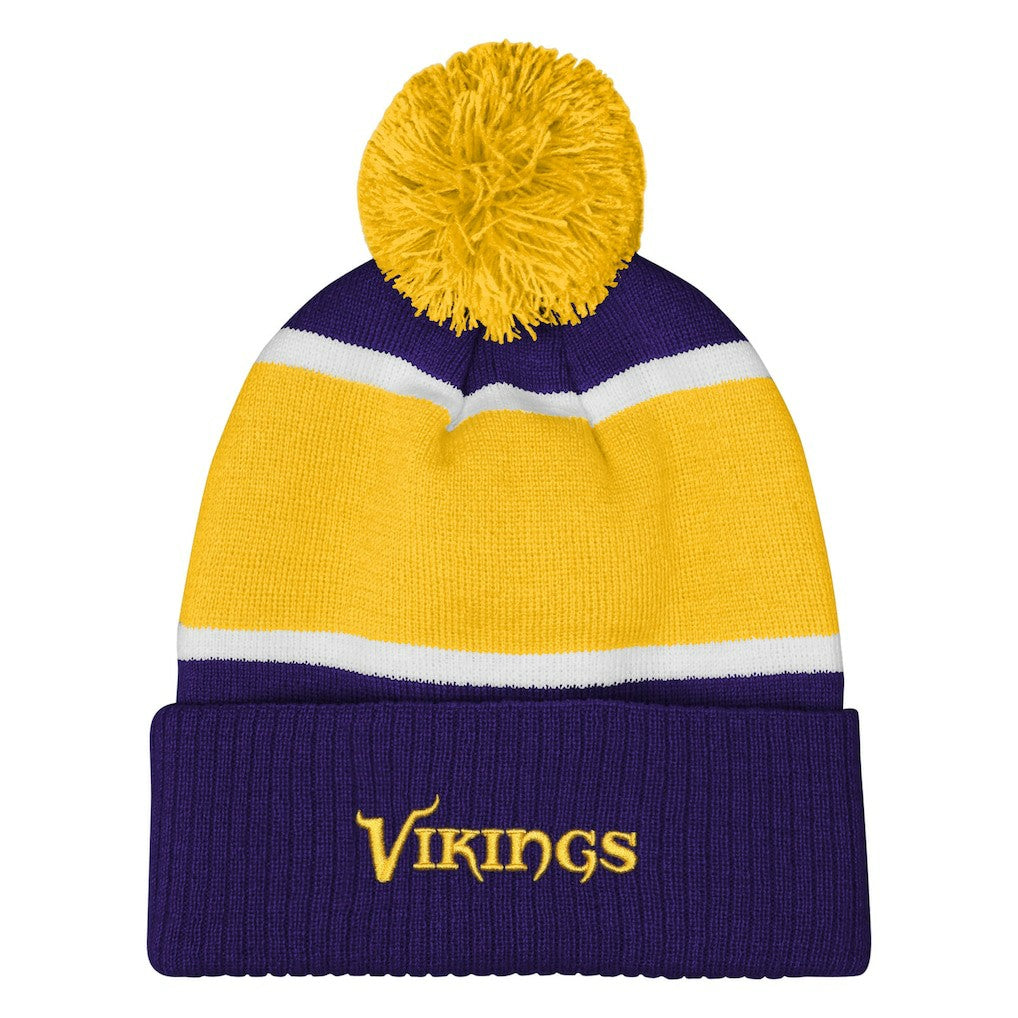 Minnesota Vikings Outerstuff Girls Let's Play Cuffed Knit Hat with Pom | NFL US