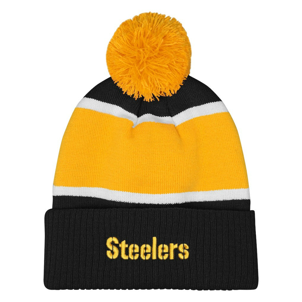 Pittsburgh Steelers Outerstuff Girls Let's Play Cuffed Knit Hat with Pom | NFL Hot