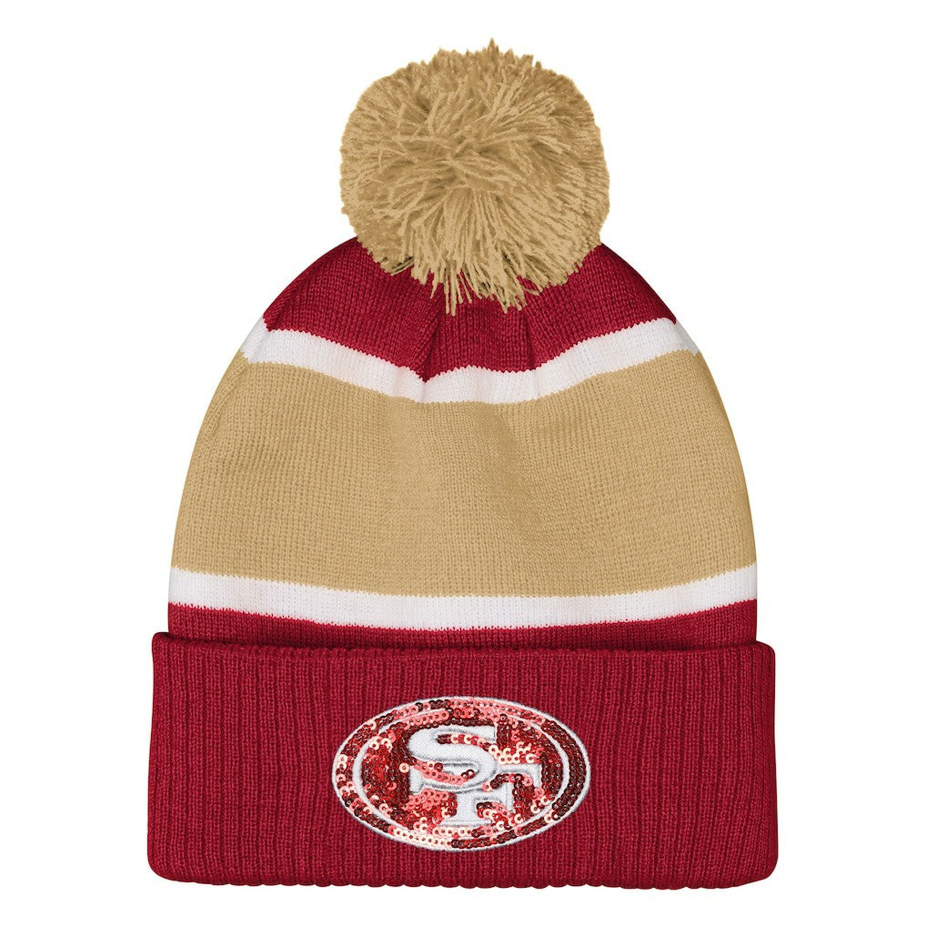 San Francisco 49ers Outerstuff Girls Let's Play Cuffed Knit Hat with Pom | NFL US