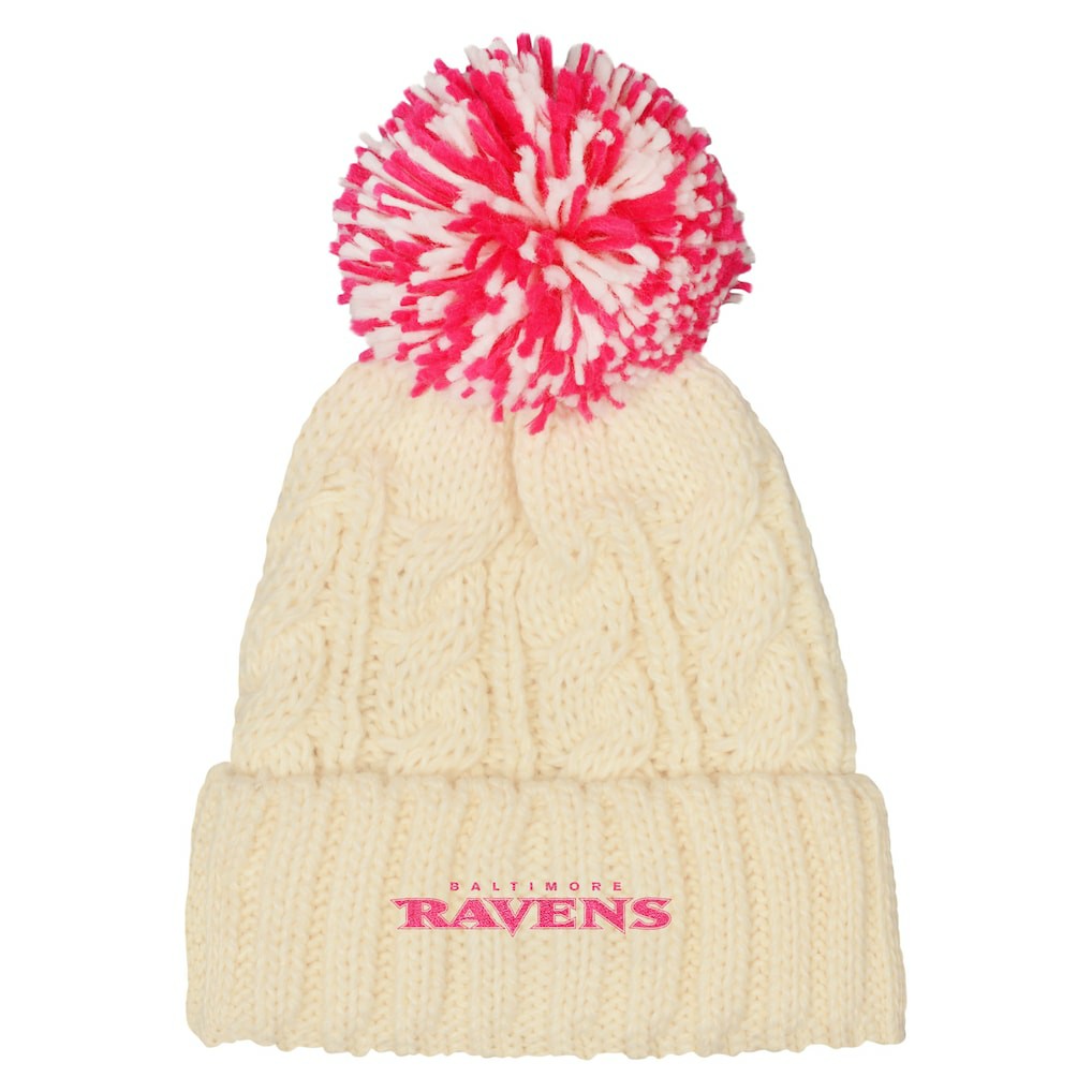 Baltimore Ravens Outerstuff Girls Cable Cuffed Knit Hat with Pom | NFL Discount