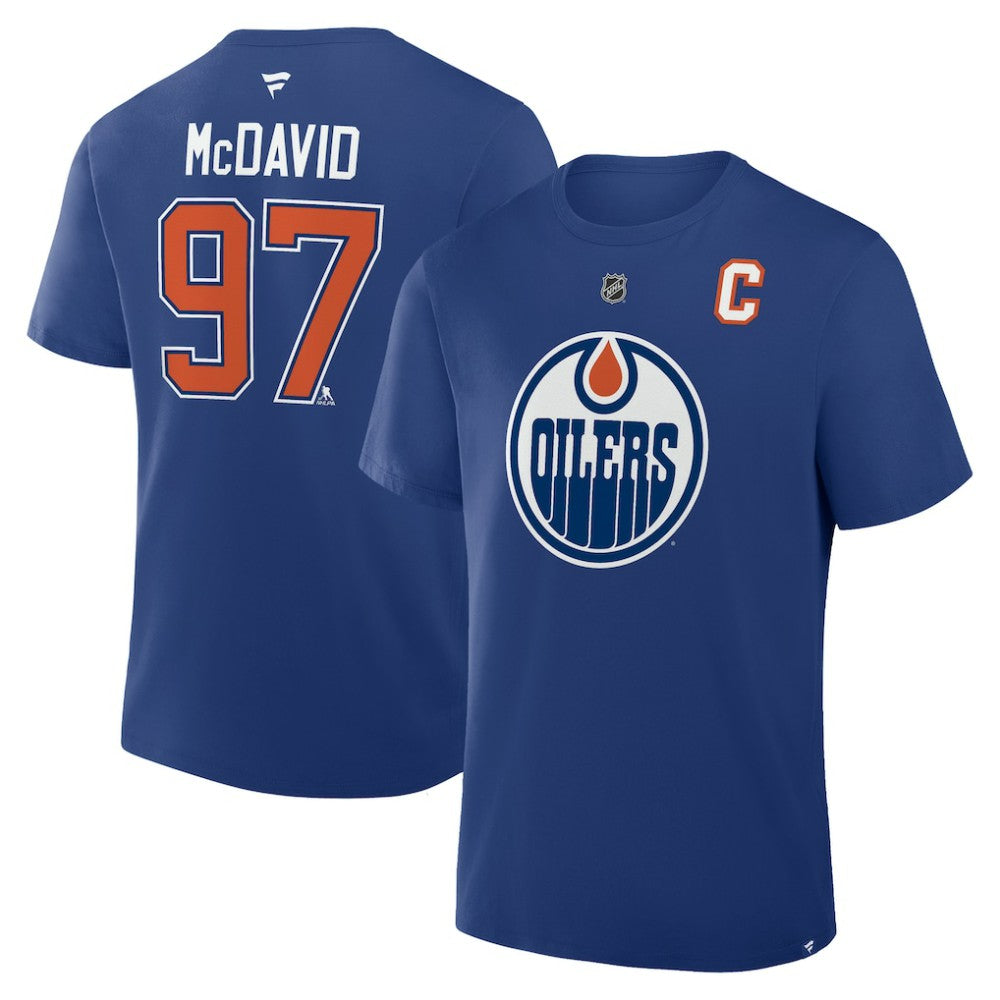 Connor McDavid Edmonton Oilers Fanatics Authentic Stack Name & Number T-Shirt -  NHL T-shirts
