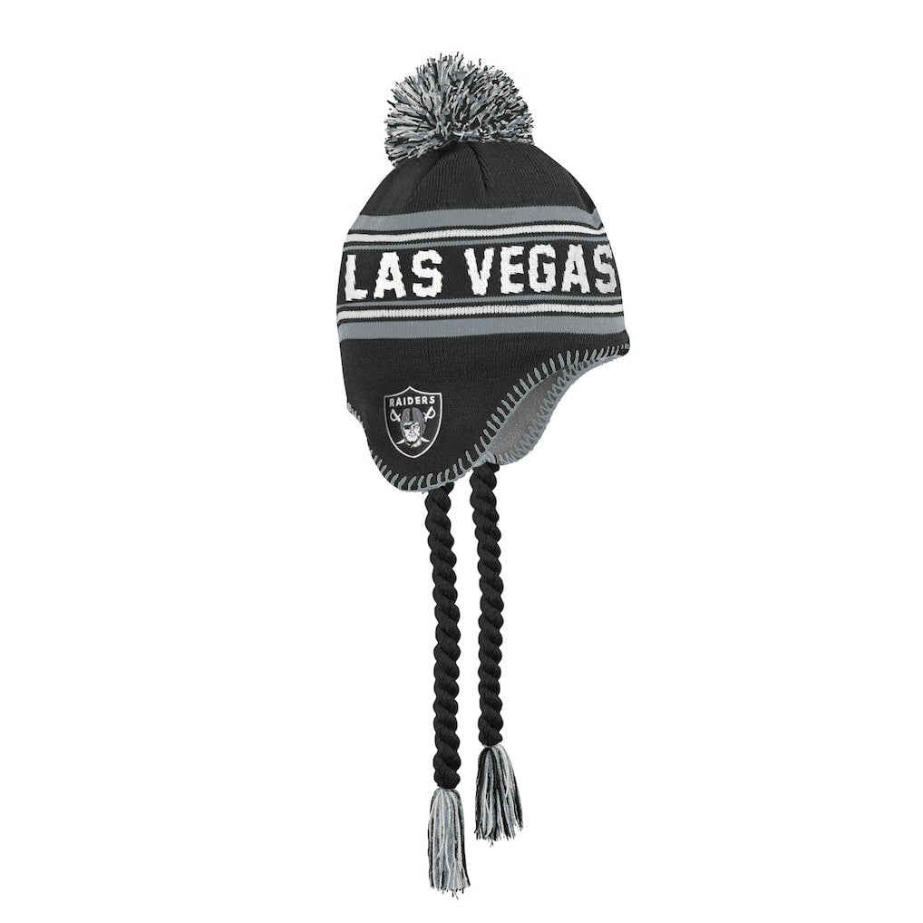 Las Vegas Raiders Outerstuff Youth Jacquard Tassel Knit Hat with Pom | NFL Outlet