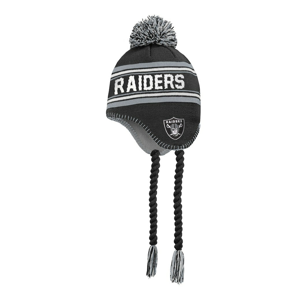 Las Vegas Raiders Outerstuff Youth Jacquard Tassel Knit Hat with Pom | NFL Outlet