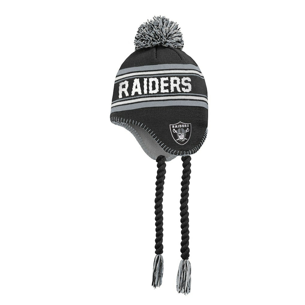 Las Vegas Raiders Outerstuff Youth Jacquard Tassel Knit Hat with Pom | NFL Outlet