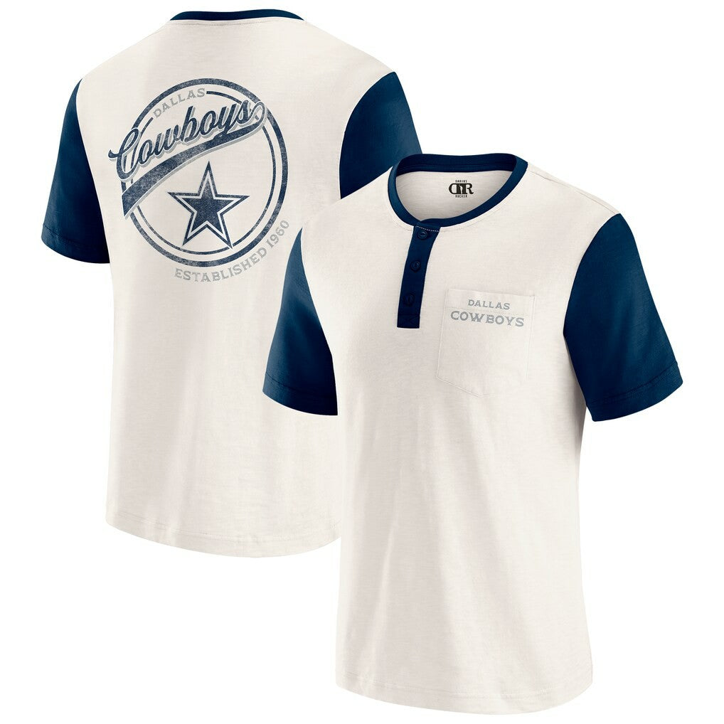 Dallas Cowboys Darius Rucker Collection Henley Colorblock Slub Pocket T-Shirt | NFL New