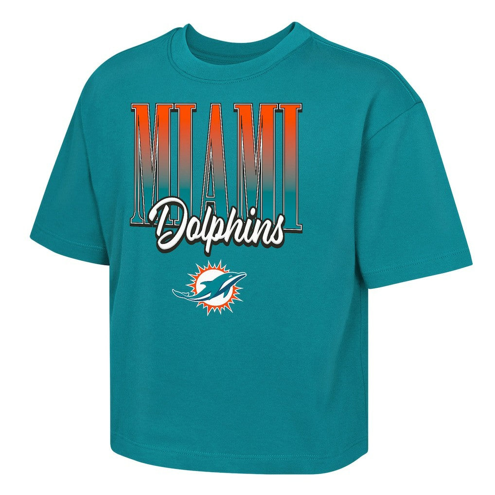 Miami Dolphins Outerstuff Girls Youth Big City Boxy T-Shirt | NFL Outlet