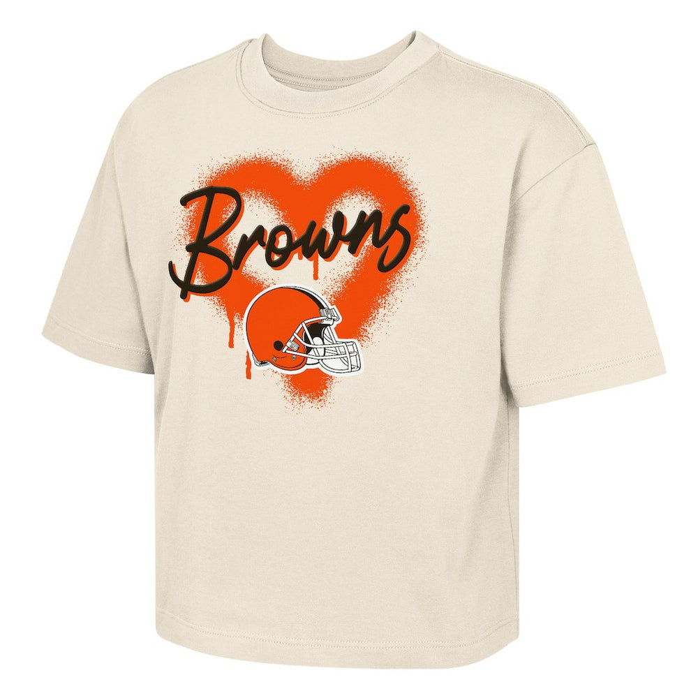 Cleveland Browns Outerstuff Girl's Youth Spray Heart Boxy T-Shirt | NFL Near me