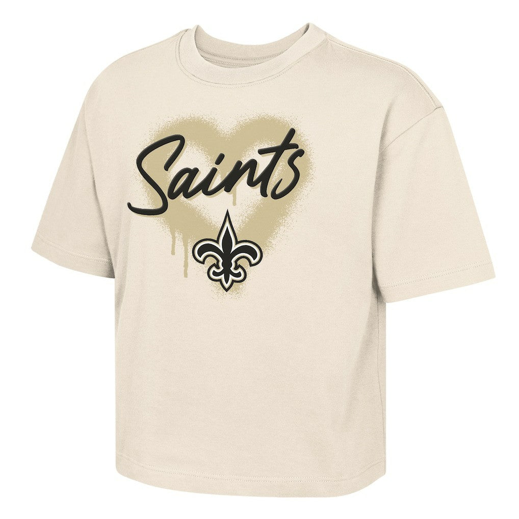 New Orleans Saints Outerstuff Girl's Youth Spray Heart Boxy T-Shirt | NFL US