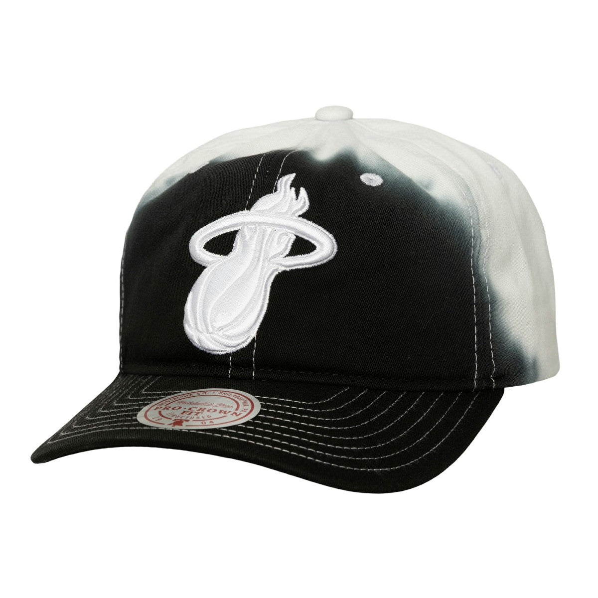 Black/White Miami Heat Dip Dye Pro Crown Adjustable Hat | NBA