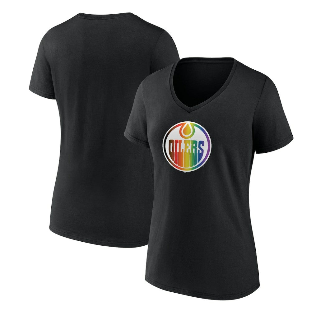 Edmonton Oilers Women's Team Pride V-Neck T-Shirt -  NHL T-shirts
