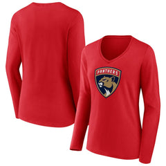 Florida Panthers Women's Primary Logo Long Sleeve V-Neck T-Shirt -  NHL T-shirts