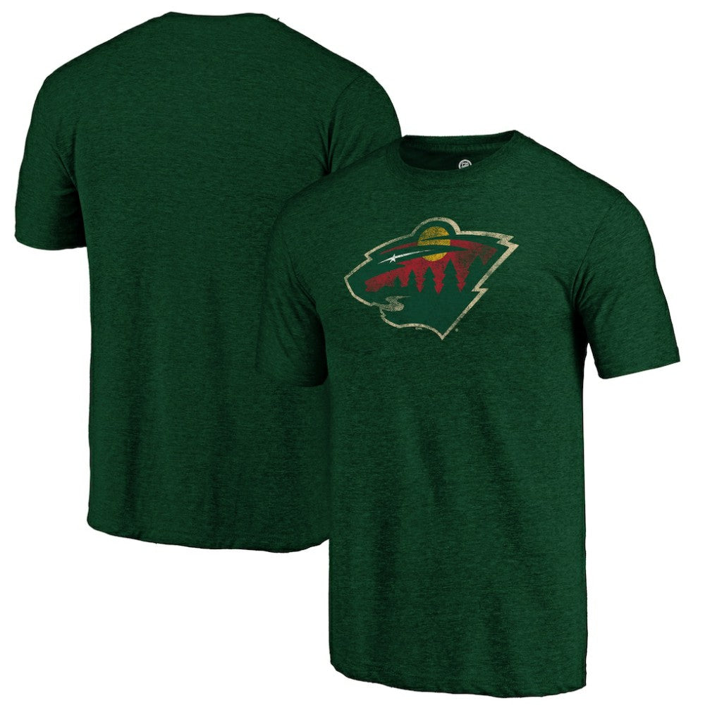 Minnesota Wild Distressed Logo Tri-Blend T-Shirt -  NHL T-shirts