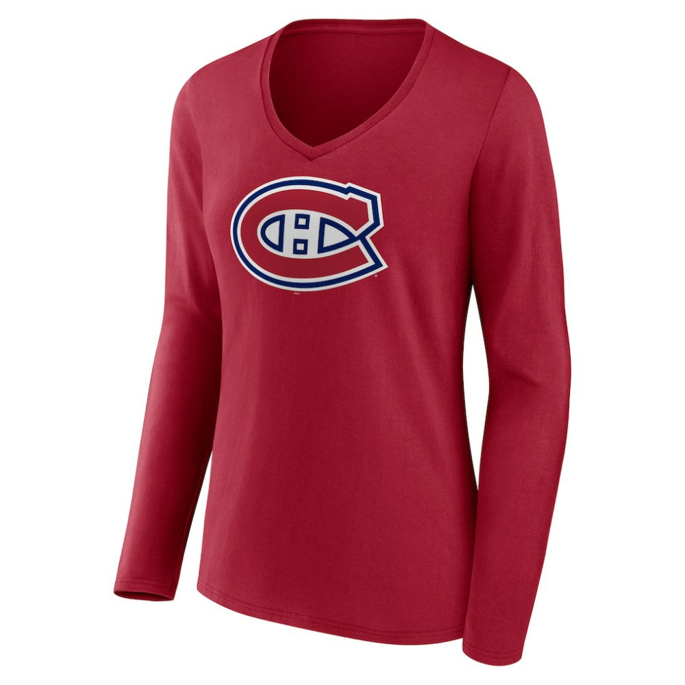 Montreal Canadiens Women's Primary Logo Long Sleeve V-Neck T-Shirt -  NHL T-shirts