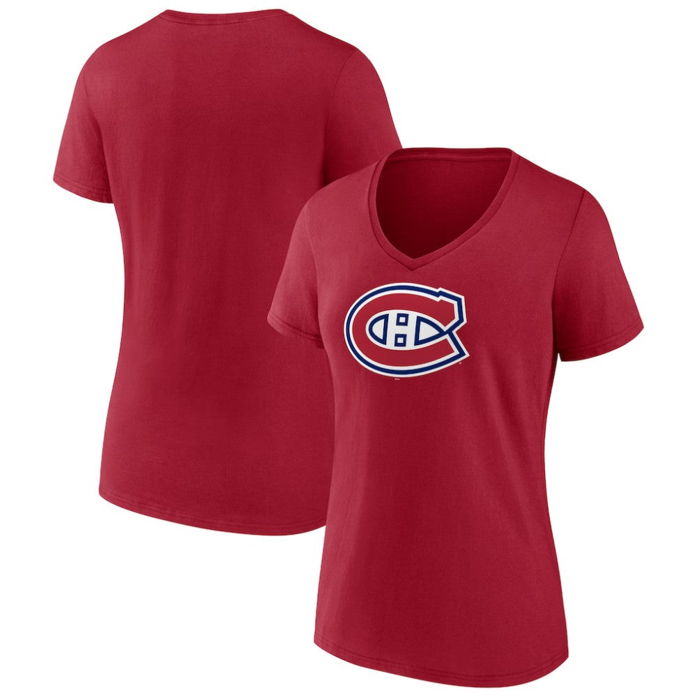 Montreal Canadiens Women's Primary Logo V-Neck T-Shirt -  NHL T-shirts