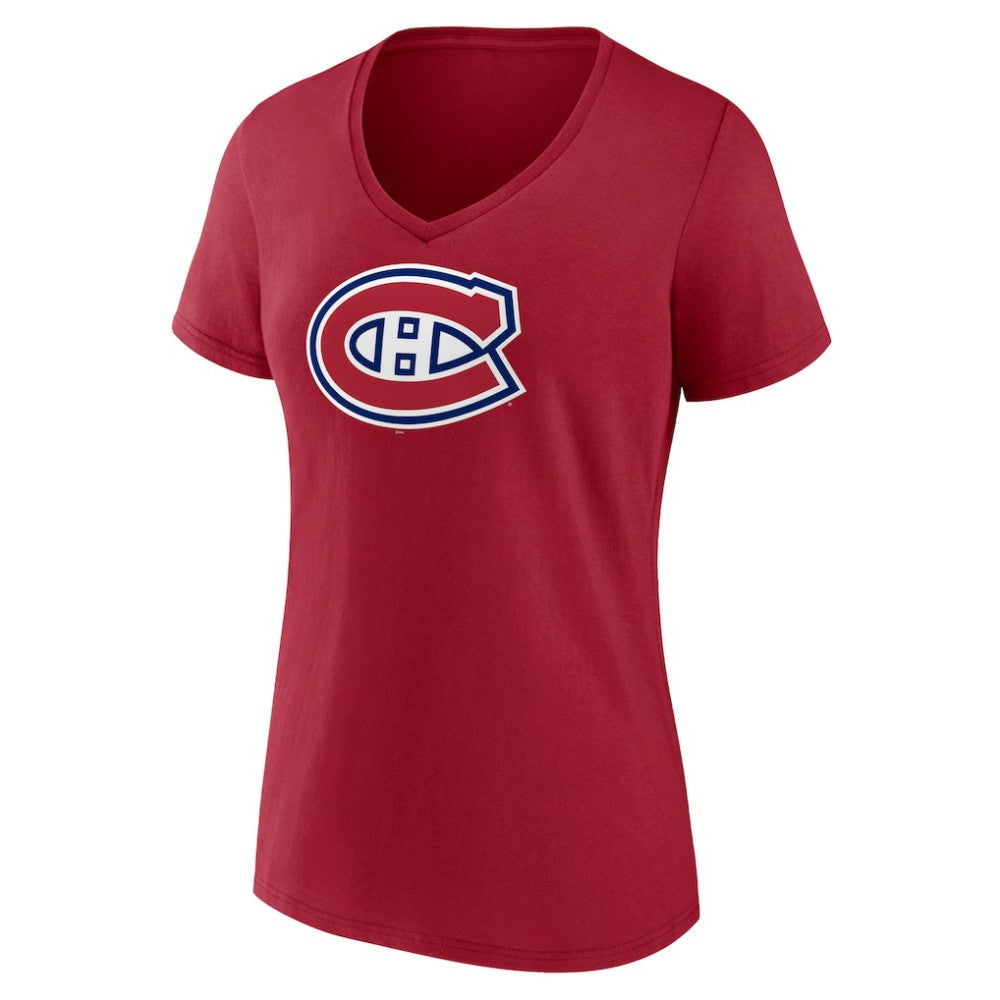 Montreal Canadiens Women's Primary Logo V-Neck T-Shirt -  NHL T-shirts