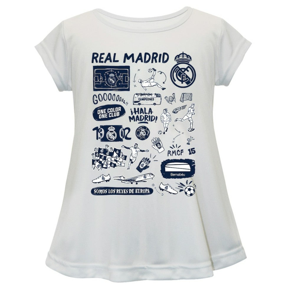 Real Madrid Vive La Fete Girls Youth Impressions Artwork A-Line Top