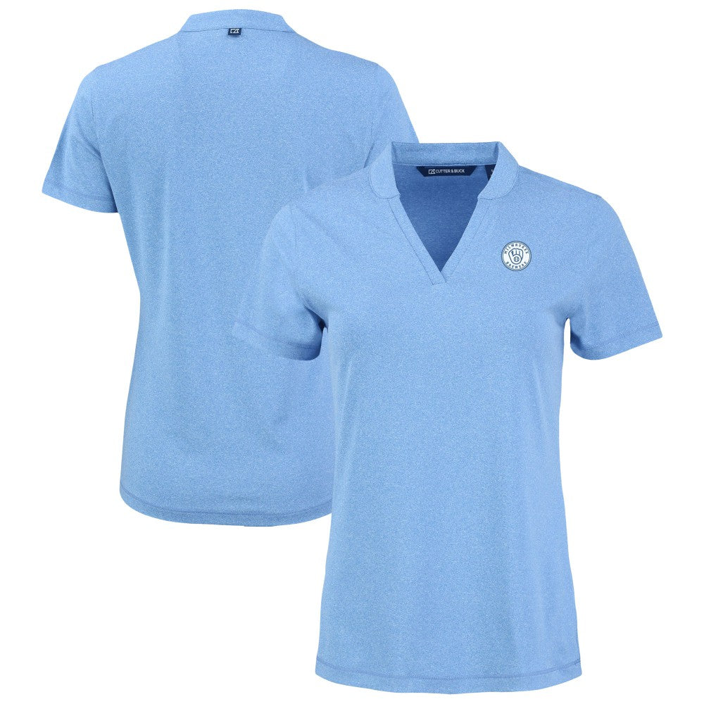 Milwaukee Brewers Cutter & Buck Forge Heathered Stretch Blade Top - MLB Tops