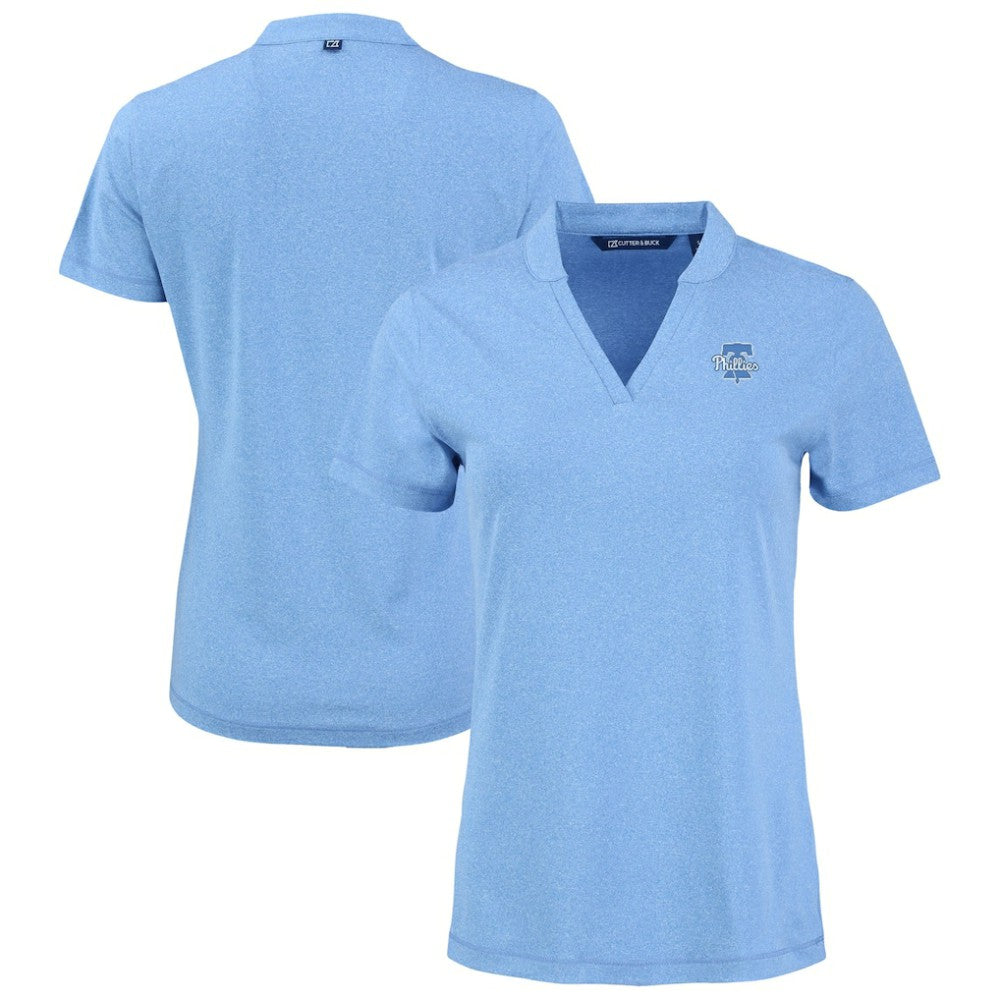 Philadelphia Phillies Cutter & Buck Forge Heathered Stretch Blade Top - MLB Tops