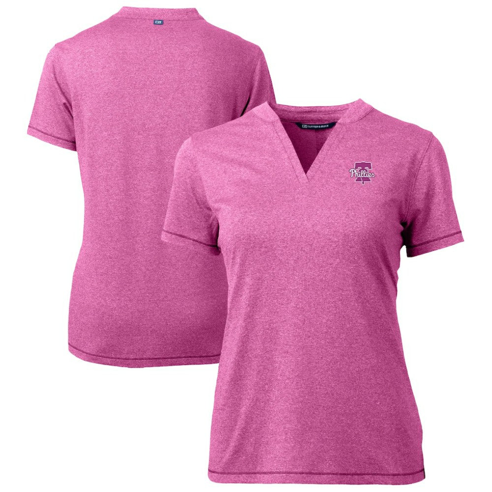 Philadelphia Phillies Cutter & Buck Forge Heathered Stretch Blade Top - MLB Tops