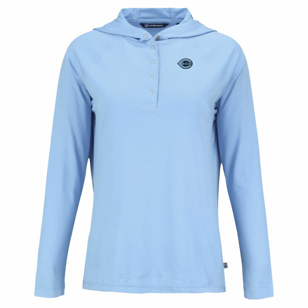 Cincinnati Reds Cutter & Buck Women's Coastline Epic Comfort Eco Recycled Long Sleeve Hoodie T-Shirt - MLB Hoodies