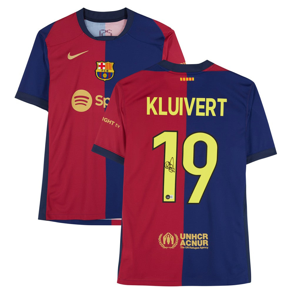 Patrick Kluivert Barcelona Autographed 2024-25 Red/Blue Home Jersey