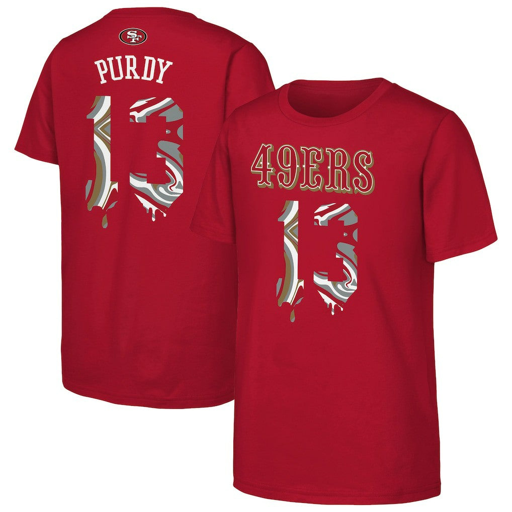 San Francisco 49ers Brock Purdy  Outerstuff Youth Mainliner Drip Player Name & Number T-Shirt | NFL Sale