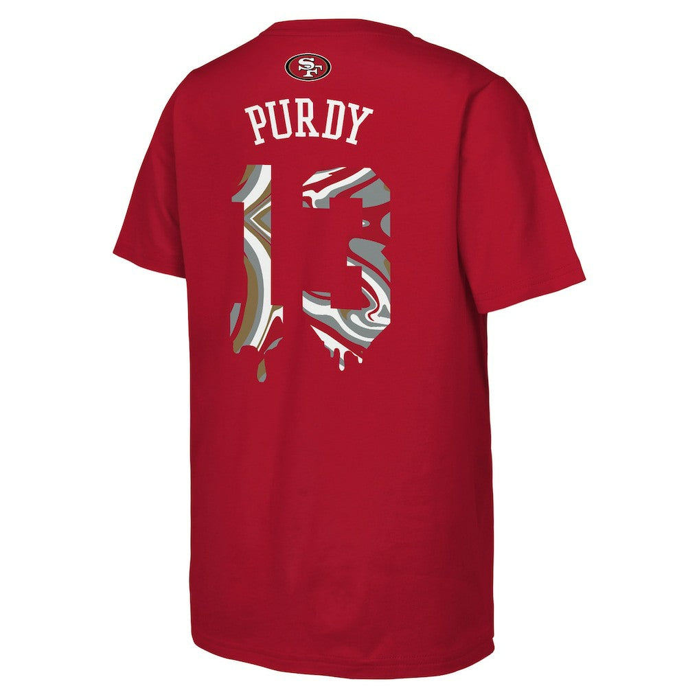 San Francisco 49ers Brock Purdy  Outerstuff Youth Mainliner Drip Player Name & Number T-Shirt | NFL Sale