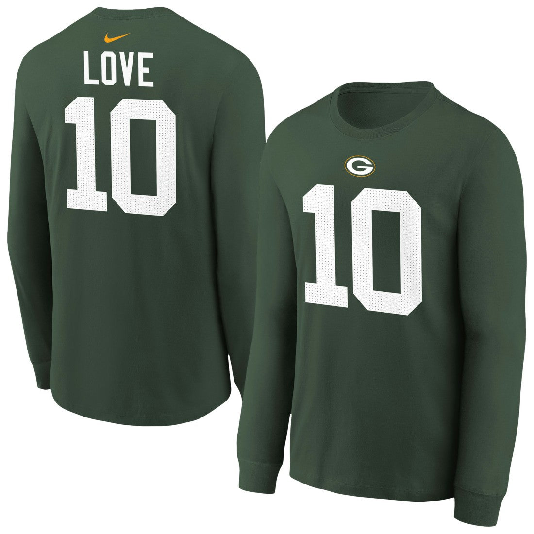 Green Bay Packers Jordan Love  Youth Player Name & Number Long Sleeve T-Shirt | NFL New