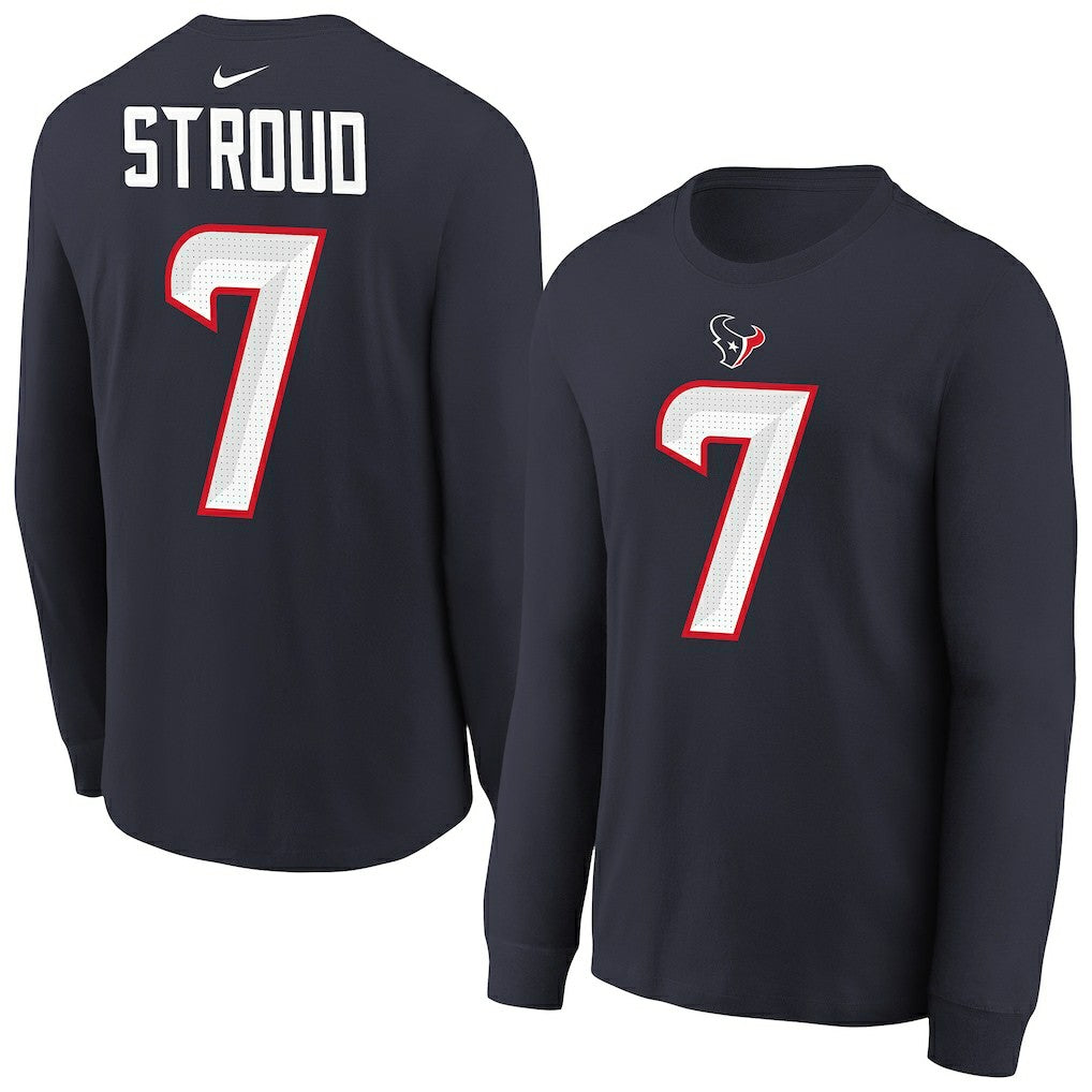Houston Texans C.J. Stroud  Youth Player Name & Number Long Sleeve T-Shirt | NFL Discount