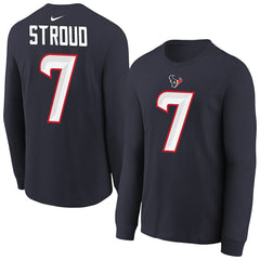 Houston Texans C.J. Stroud  Youth Player Name & Number Long Sleeve T-Shirt | NFL Discount