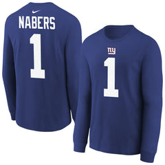 New York Giants Malik Nabers  Youth Player Name & Number Long Sleeve T-Shirt | NFL Online
