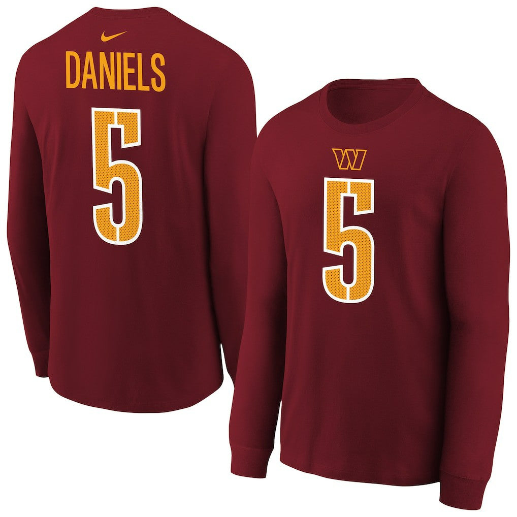 Washington Commanders Jayden Daniels  Youth Player Name & Number Long Sleeve T-Shirt | NFL On sale