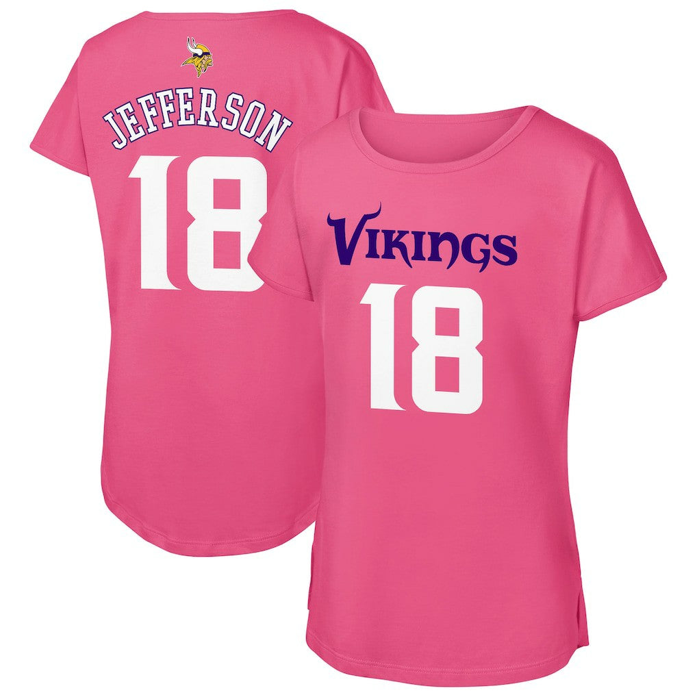Minnesota Vikings Justin Jefferson  Outerstuff Girls Youth Player Name & Number T-Shirt | NFL Sale