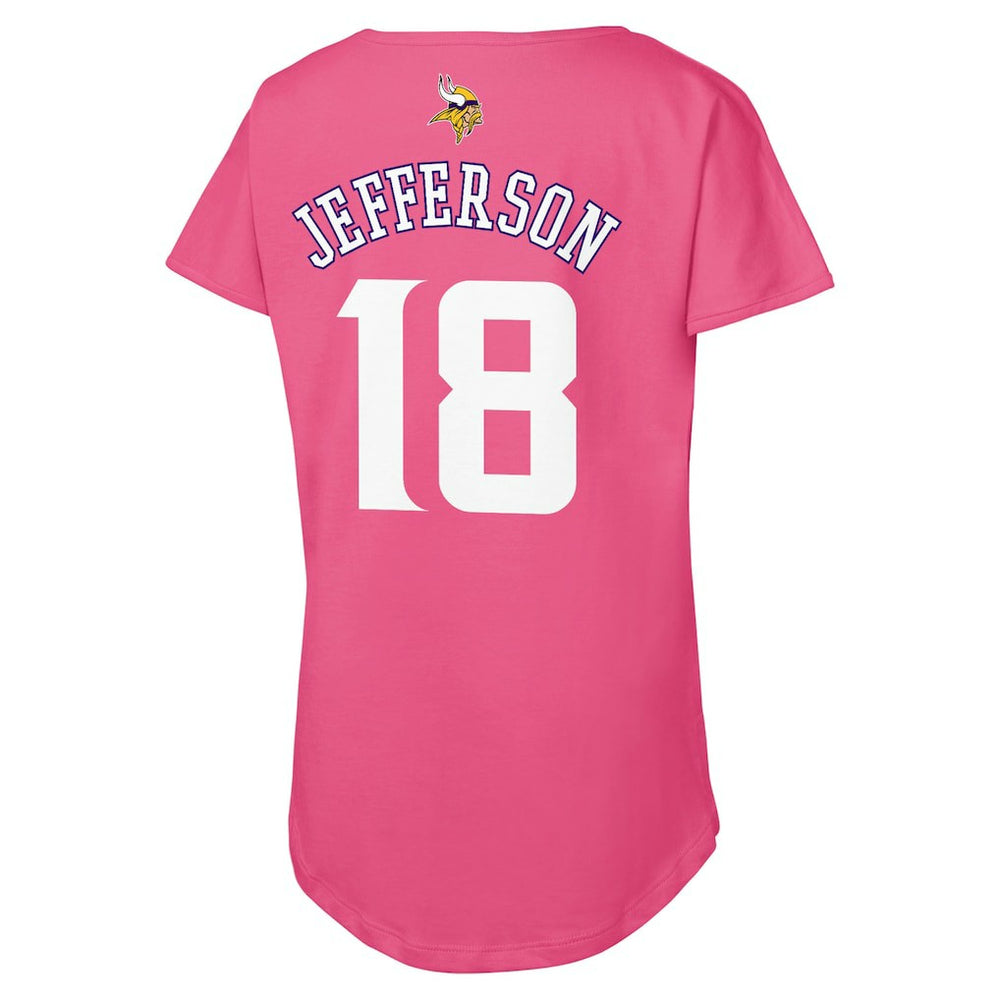 Minnesota Vikings Justin Jefferson  Outerstuff Girls Youth Player Name & Number T-Shirt | NFL Sale