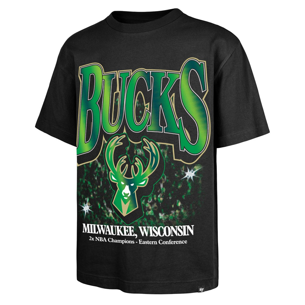 Black Milwaukee Bucks '47 Past Champs Collection Flashbulb Foundation T-Shirt | NBA