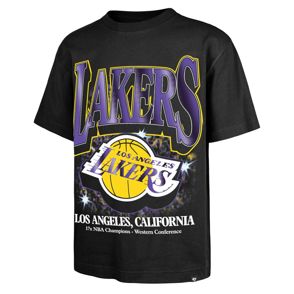 Black Los Angeles Lakers '47 Past Champs Collection Flashbulb Foundation T-Shirt | NBA